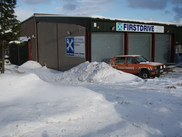 The Firstdrive garage in the snow